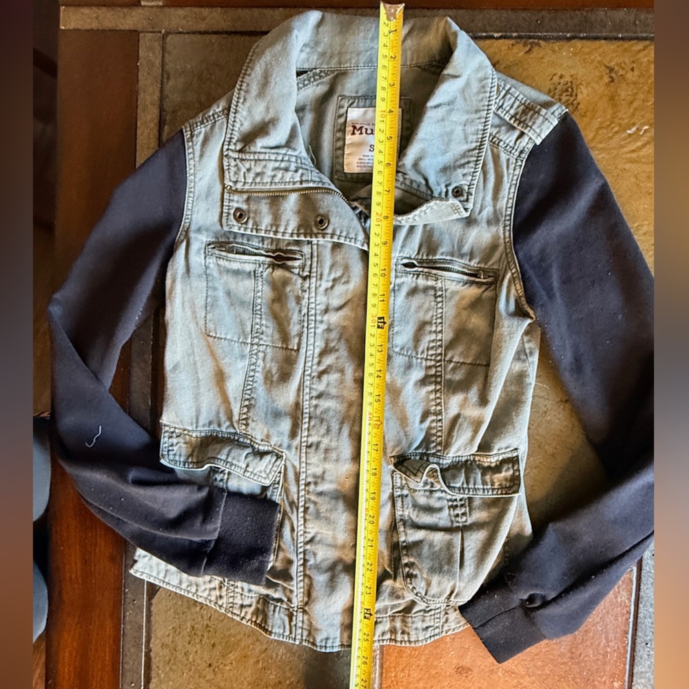 Mudd trucker jacket washed sweatshirt olive green vintage small preppy 18” ptp